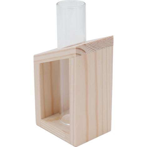 Glasvase für Stecklinge, Holzständer, Tisch-Hydroponikgefäß, Zimmerpflanzen, natürliche Dekoration (1/5)