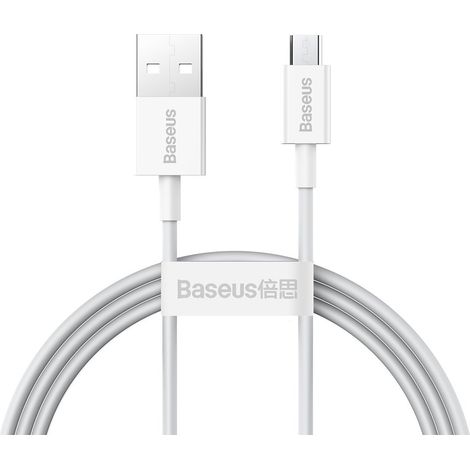 Cavo superiore USB microUSB per ricarica rapida 2A 1m bianco (1/5)
