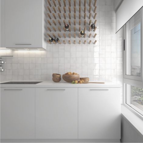 Carrelage mur effet zellige blanc 10x10 cm MANACOR WHITE (vendu par boite de 0,60m2) (1/3)