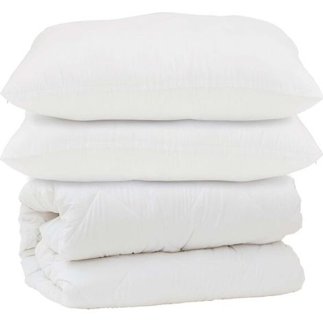 Ensemble couette et oreiller en duvet, ensemble 3 pièces, microfibre blanche. (1/5)