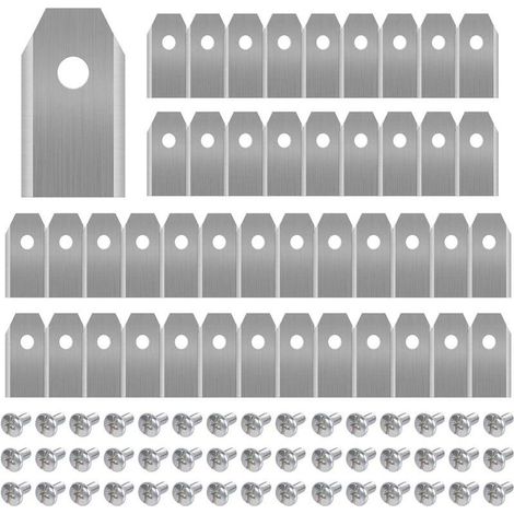 45 x Lames de Rechange en Titane, Lames de Tondeuse à Gazon pour Toutes Les Tondeuses Robotiques Husqvarna Automower, Gardena, Yardforce, Robuste (3g / 0.75mm) avec Vis, Lames de Rechange en Titane (1/5)