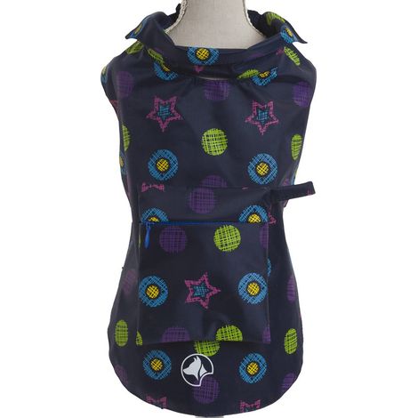 Impermeabile BLUE STARS con taschino e foro per guinzaglio per cani : 35 cm