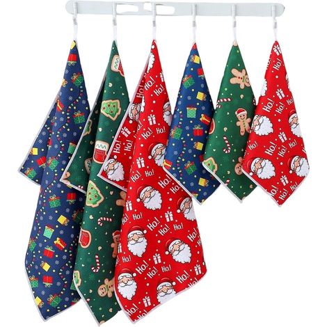 Torchons de cuisine Noël Père , bonhommes en pain d'épice et sapin - Lot humoristiques Idéal pour ma (1/5)