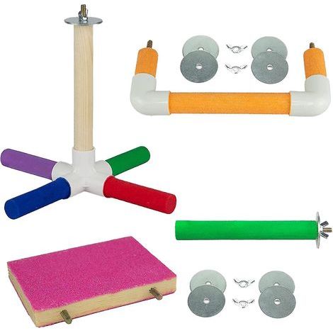 Set mit 4 Vogelstangen aus Naturholz, Spielzeug zum Aufsetzen auf die Krallen (1/4)