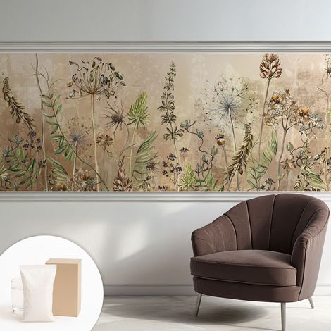 Papier peint avec colle pour décoration moderne de salon chambre à coucher cuisine et bureau Facile Fleurs rustiques 250x104 cm (1/5)