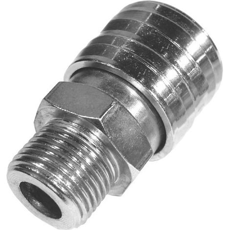 Lem Select – Raccord rapide femelle 1/4" GAZ – Filetage mâle – Acier chromé – Utilisation air comprimé – Raccord pour professionnels