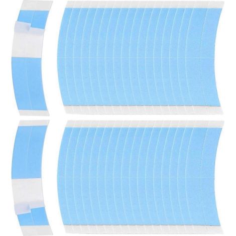36 bandes adhésives double face bleues imperméables pour perruques à dentelle et extensions, légères (1/5)