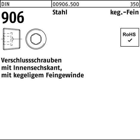 Verschlußschraube DIN 906 Innen-6kt M27x 2 Stahl 10 Stück (1/2)