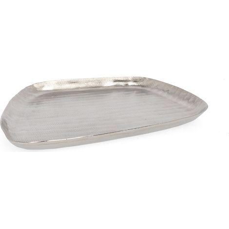 Vassoio decorativo chisel antracit in alluminio artigianale decorativo -30 x 28 x h 2.5 cm / Oro (1/4)