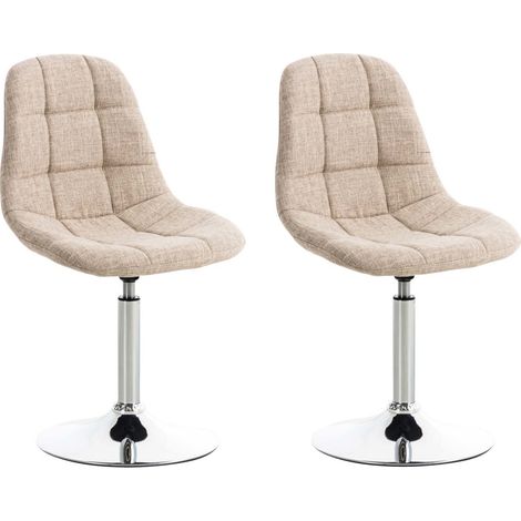 CLP – Lot de 2 chaises lounge Emil en tissu – Dossier haut rembourré – Support métal chromé – Siège pivotant 360° – Surface facile à entretenir (1/5)