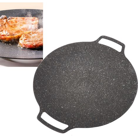 Plaque de cuisson coréenne pour barbecue, grille antiadhésive, poêle circulaire universelle de 36 cm, pour la maison et l'extérieur. (1/5)