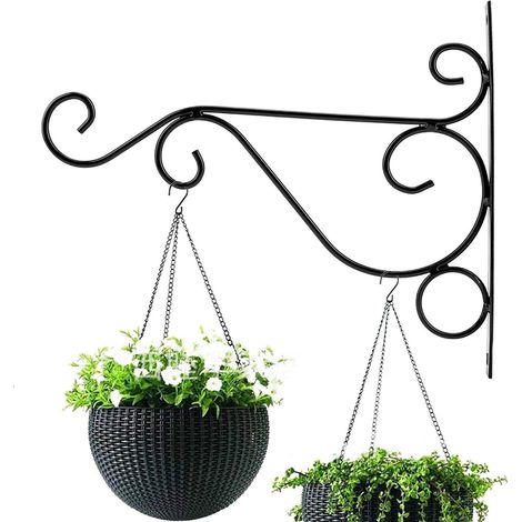 Portavaso in ferro nero – 24,9x21,1 cm – qualità superiore – decorazione per casa e giardino
