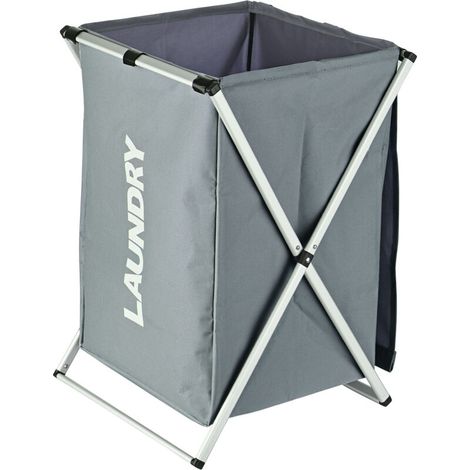 Laundry basket, laundry hamper, organizer, storage sorter, foldable with handle, lid, aluminum frame for bathroom, bedroom, home, gray (1/5)