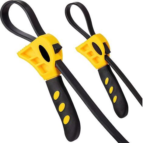 Jeu de clés à sangle en caoutchouc, Mise à niveau 2 pièces réglable Clé à filtre à huile Ouvre-bocal à ceinture renforcé pour clé à pipe mains faibles