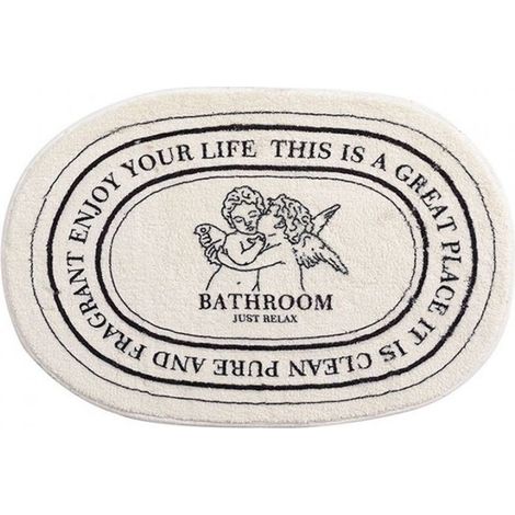 Ineasicer Tapis de bain antidérapant ovale - Tapis de salle de bain - Antidérapant - Séchage rapide - Tapis de cuisine - Tapis de salle de bain - 40 x 60 cm - Ange (1/4)