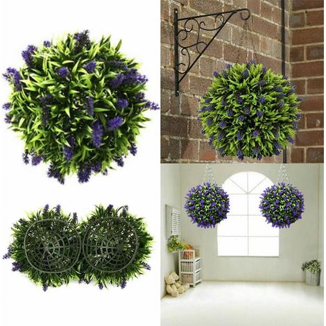 1 Boule Topiaire Lavande, Plastique Résistant, Design Réaliste, Décoration Intérieur Extérieur