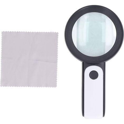 Loupe portative ultra légère 30X, verre optique HD avec lampe LED pour lecture, noir et blanc (1/5)