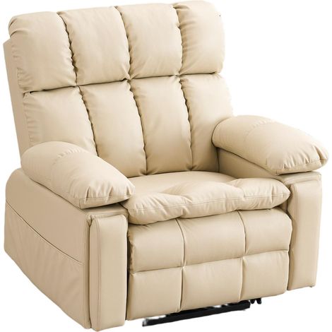 Sillón relax eléctrico de 2 motores con elevación, masaje y calor, tejido beige HOMVRA (1/5)