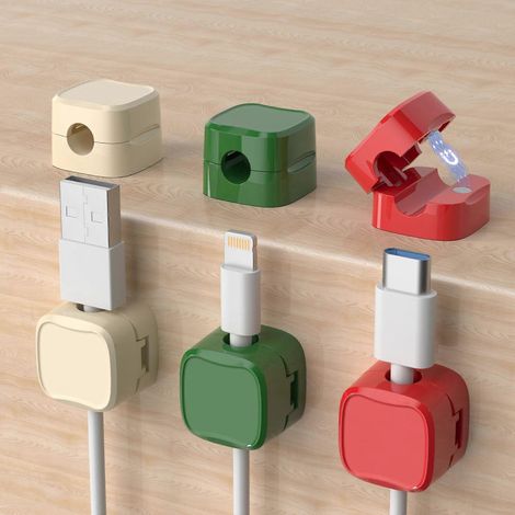 Organizzatore magnetico per cavi, set di 6 clip magnetiche, clip autoadesive per cavi di ricarica, ideale per il comodino. - AquaForge