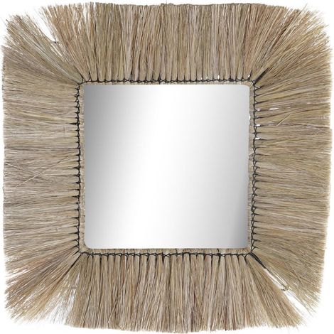 Miroir en jute élégance naturelle pour déco intérieure - Naturel beige