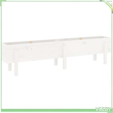 Lit surélevé de jardin - FAFEICY - 825192 - Bois de pin massif - Blanc - 160x30x38 cm (1/5)