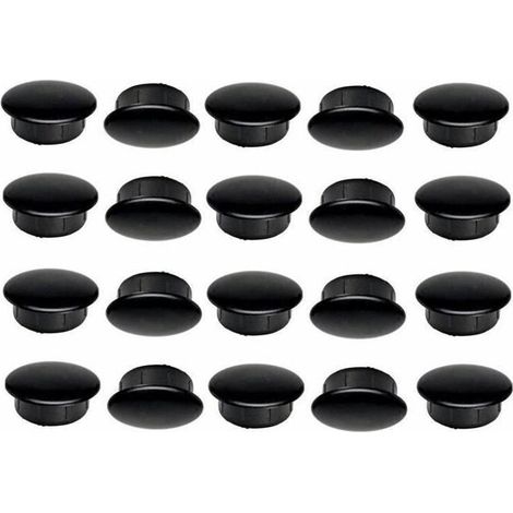Lot de 20 bouchons en plastique noir 20mm x 23mm – Protection vis et trous – Installation rapide sans outil – Pour divers matériaux