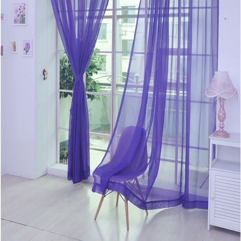 Rideau Voile - 200 cm x 80 cm - Pour Fenêtre ou Porte - Blanc - 1 Pièce (1/3)