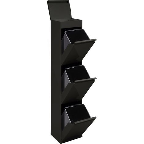 Arregui – Poubelle de tri sélectif 3 compartiments 51L – Acier avec plateau supérieur – Système d’ouverture basculant – CR326B