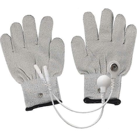 Gants conducteurs EMS avec coussinets d'électrodes à pression, gants de massage, compatibles avec les appareils TENS EMS, pour la physiothérapie de l'arthrite du doigt à ressaut (taille S, gris). (1/5)