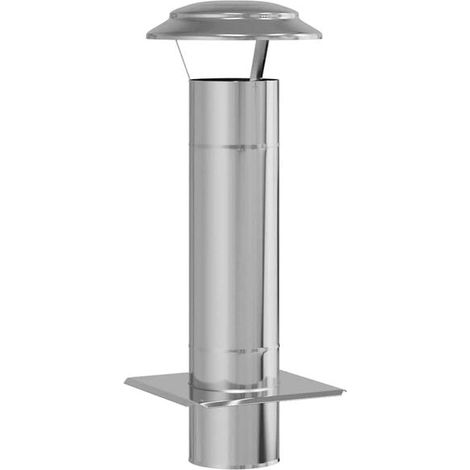 Raccord d'extension de conduit argenté, 25 x 25 x 65 cm, acier inoxydable. (1/5)