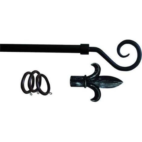 Barre pour rideaux en fer, kit anthracite pour Lancia 120-210 cm