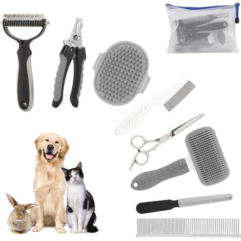 Cepillo Para Perros - Juego Multifuncional De Cuidado De Mascotas Con Cepillo Auto-limpiable - Para Perros Y Gatos - 9 Piezas (1/5)