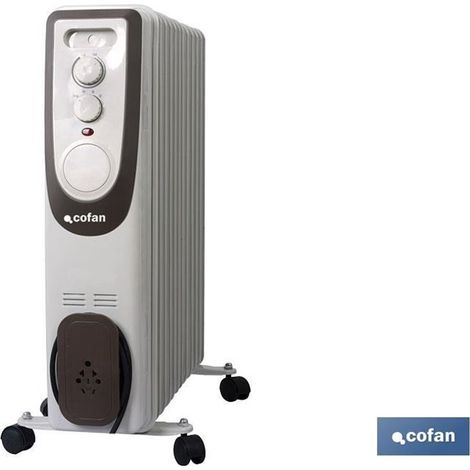 2500 W regelbarer Weißölheizkörper mit regelbarem Thermostat und Feuer-/Kippschutz (1/4)