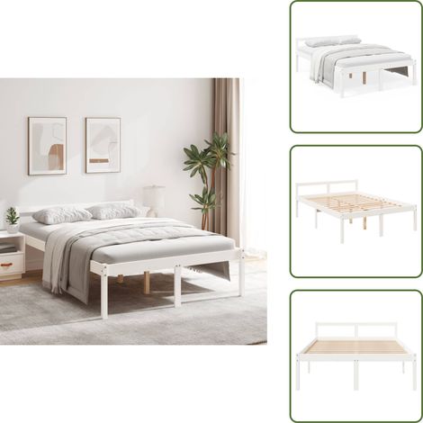 Letto con doghe - vidaXL Letto per Anziani Bianco 120x190 cm Small Double Legno di Pino - Letto con spazio extra