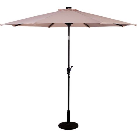 Parasol déporté rond Ø3 m avec éclairage LED solaire Parasol excentré inclinable, rotation 360°, ouverture par manivelle Parasol de jardin, terrasse et piscine (1/5)
