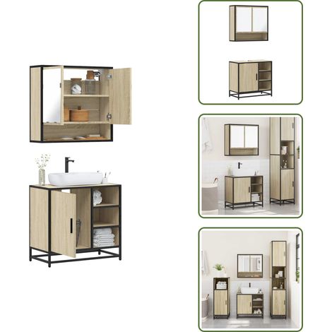Ensemble de meubles de salle de bain 2 pcs chêne sonoma - Ensemble De Meubles De Salle De Bain - Ensembles De Meubles De Salle De Bain - Armoire De Rangement - Armoire De Rangement Pour Toilettes (1/5)