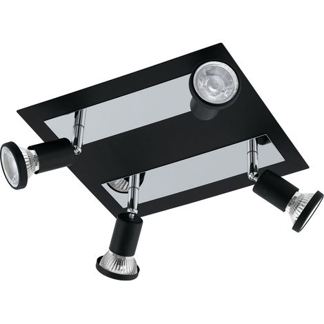 LED Plafonnier Sarria, lampe de plafond 4 flammes, spot en métal (1/5)