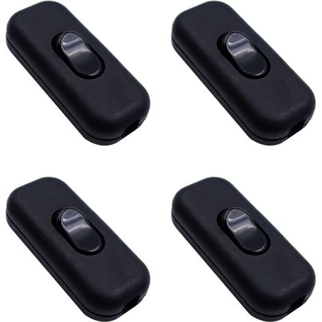 Lot de 4 interrupteurs intermédiaires en ligne - 6 A - 250 V - Interrupteur à bascule - 2 fils et 3 fils - Pour petits appareils, lampes, lampes de table - Noir (1/5)