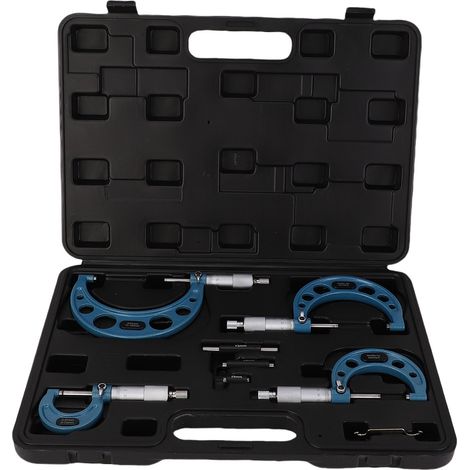 Ensemble de 4 micromètres extérieurs, plage de 0 à 100mm, précision de 0.01mm, machiniste en alliage pour les tâches d'ingénierie et de fabrication (1/5)