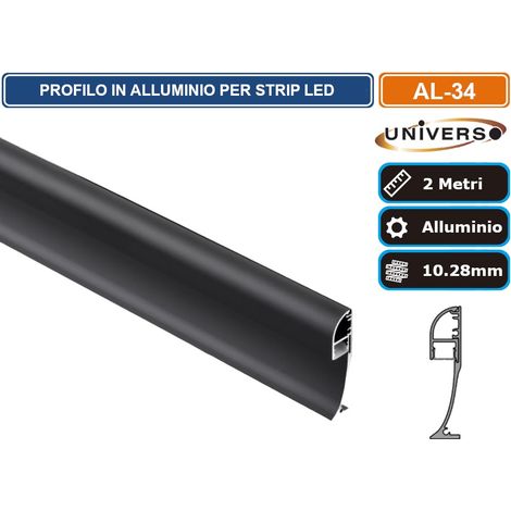 UNIVERSO AL-34 PROFILO ANGOLARE NERO A LUCE INDIRETTA IN ALLUMINIO PER STRISCE LED A SUPERFICIE E COPERTURA OPACA 2 METRI