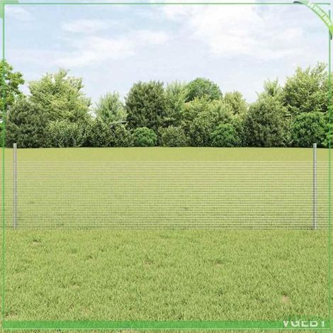 Clôture kit acier argent 2,5 m x 50 cm avec 11 poteaux et vis - résistant intempéries (1/5)