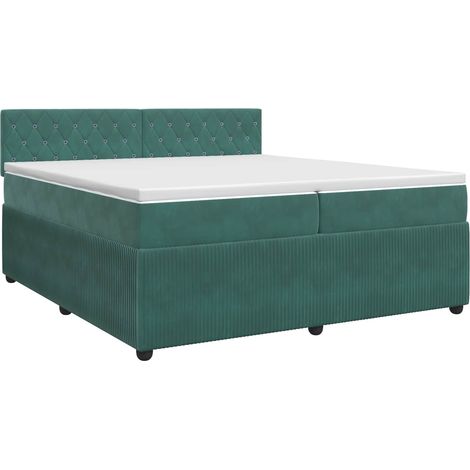 Maison Exclusive - Letto box spring con materasso Verde Scuro 200 x 200 cm Velluto (1/5)