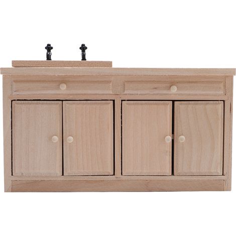 Lavabo miniature à l'échelle 1/12, meuble vasque en bois, accessoire pour maison de poupée (1/5)