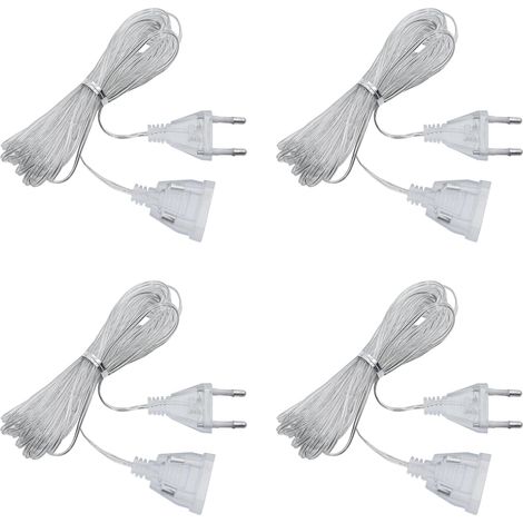 4 Pcs Rallonge Electrique 5M Rallonge Électrique TransparenteCâble d'alimentation 220V de Prise Euro pour lumière LED et Utilisation Extérieure (1/5)