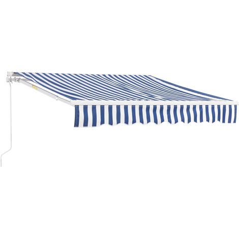 Tenda da sole con manovella 250 x 200 cm blu bianco