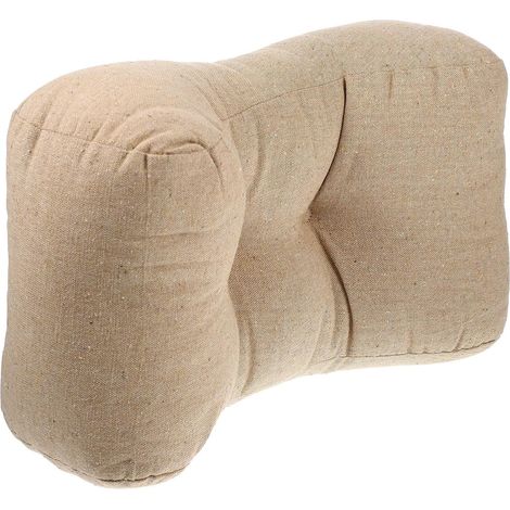 Oreiller de Soutien Lombaire Beige en Lin et PP Coton pour Siège (1/5)