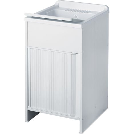 Mobile Lavatoio in PVC 50x50x85 cm con Serranda Forlani Esterni Roc Bianco (1/4)
