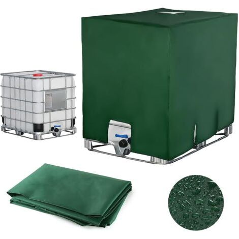 Bâche pour Cuve 1000L IBC, Bâche de Réservoir d'eau Couvercle de Protection pour Réservoir Housse De Réservoir Anti-poussière Vert -120 x 100 x 116 cm