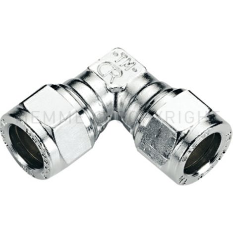 Raccordo a compressione curvo doppio 12x12 cromato tiemme 1130007