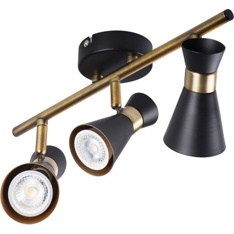 Kanlux MILENO 29116 plafonnier barre 3 spots or/noir (1/5)